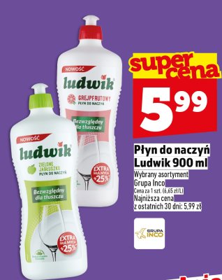 Płyn do naczyń Ludwik Zielone Jabłuszko 900 ml promocja w TOPAZ