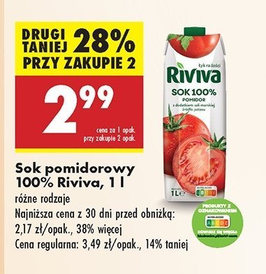 Sok pomidorowy 100% Riviva promocja