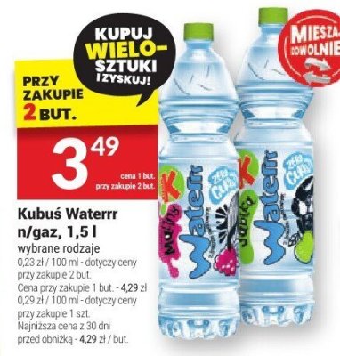 Kubuś Waterrr n/gaz 1,5l promocja w Twój Market