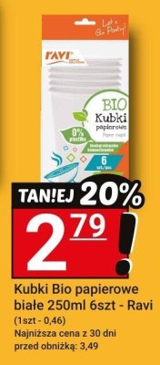 Kubki Bio papierowe białe 250ml 6szt - Ravi promocja w Hitpol