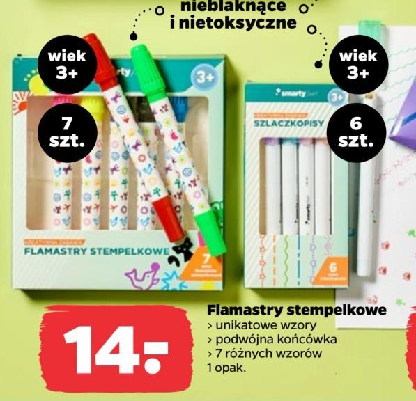 Flamastry stemplekowe Smarty art promocja w Netto
