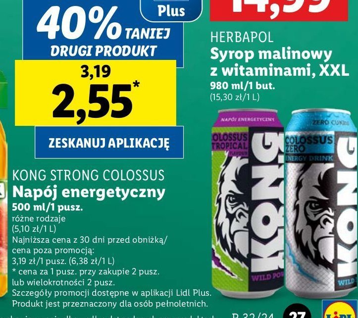 Napój bubble gum zero Kong strong collosus promocja