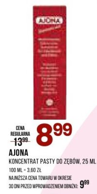 Pasta do zębów AJONA koncentrat 25 ml promocja w Drogerie Natura