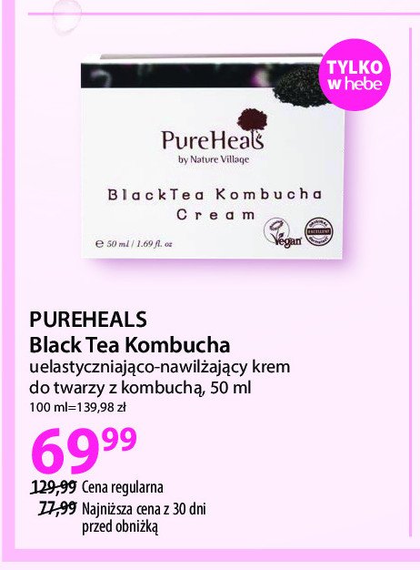 Krem do twarzy uelastyczniająco-nawilżający Pure heal's black tea kombucha promocja