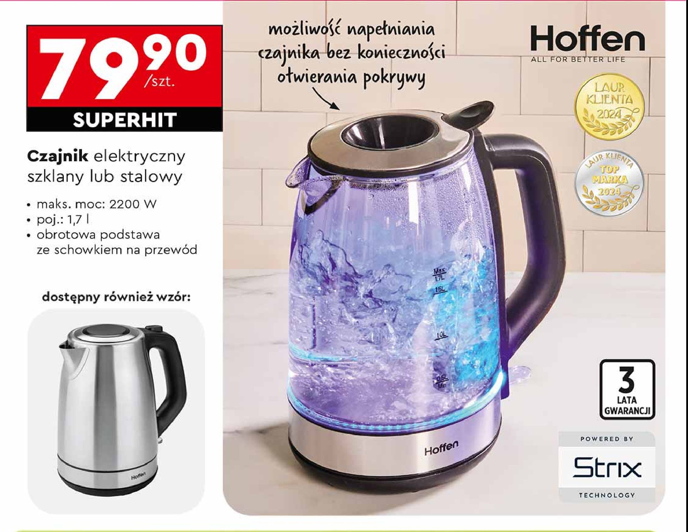 Czajnik ze stali nierdzewnej 1 l Hoffen promocja w Biedronka