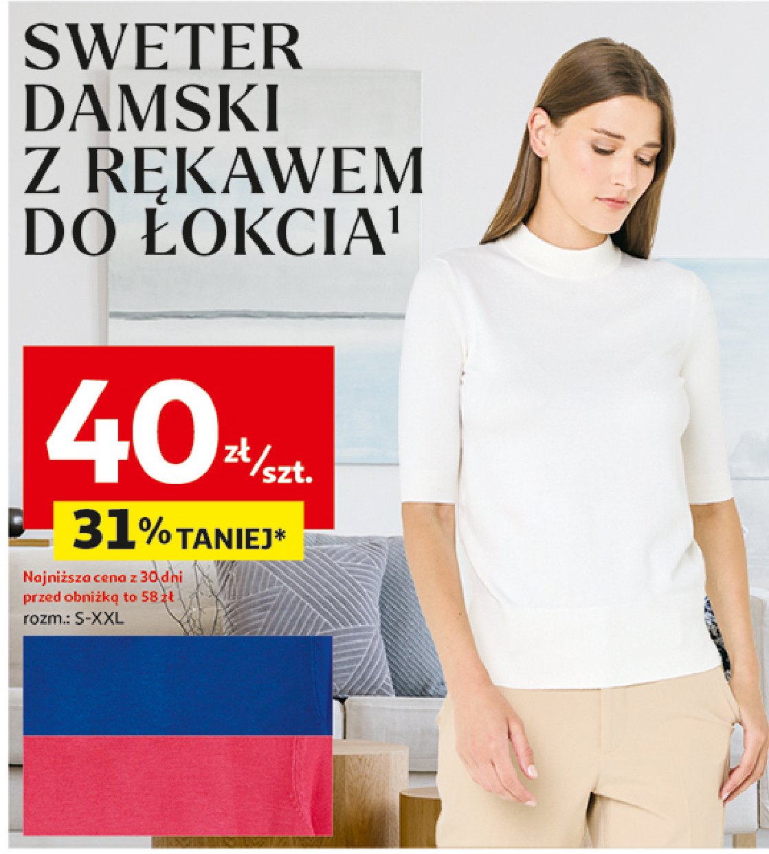 Sweter damski s-2xl Auchan inextenso promocja