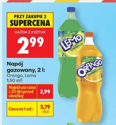 Napój gazowany 2l Orango, Lemo promocja w Biedronka