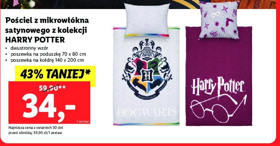 Komplet po艣cieli z mikrow艂贸kna 140 x 200 cm + 70 x 80 cm harry potter promocja