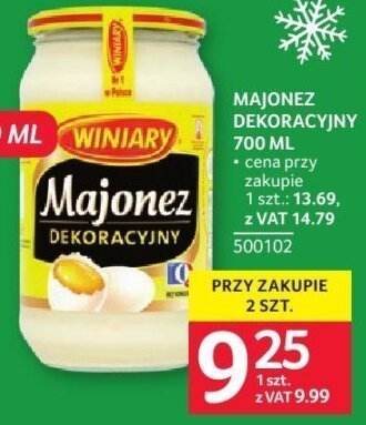 Majonez dekoracyjny Winiary 700ml promocja w Selgros