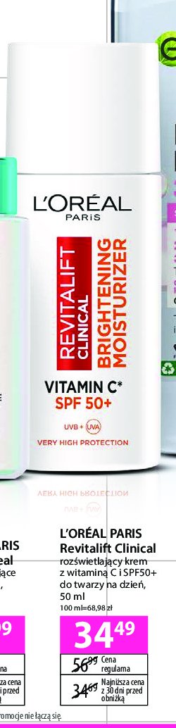 Krem rozświetlający na dzień z witaminą c L'oreal revitalift clinical promocja