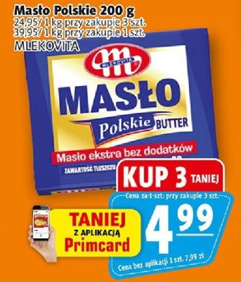 Masło Polskie 200 g Mlekovita promocja w Prim Market