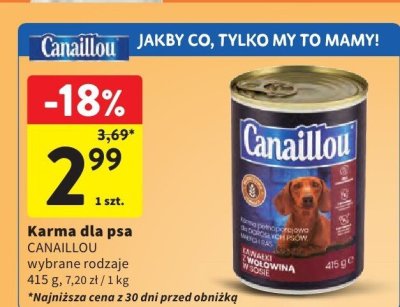 Karma dla psa CANAILLOU wybrane rodzaje 415 g promocja w Intermarche