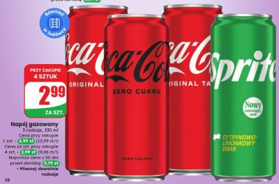 Napój gazowany Coca-Cola 3 rodzaje promocja w Dino