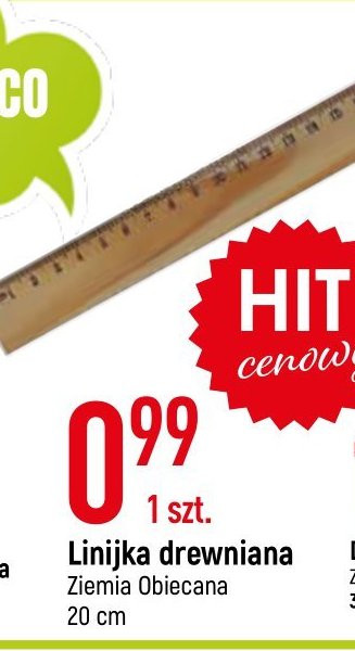 Linijka drewniana 20 cm Ziemia obiecana promocja