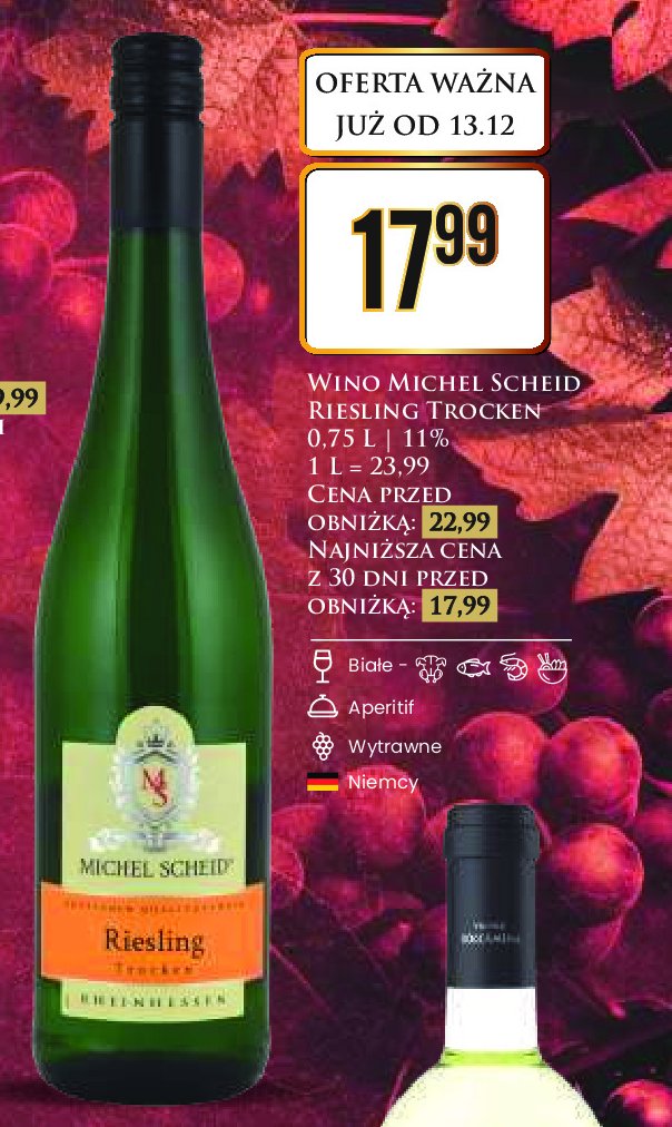 Wino Michel scheid riesling trocken promocja w Dino