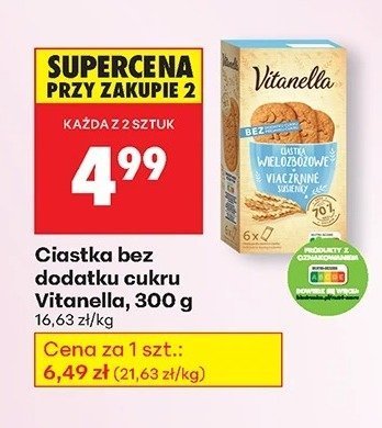 Ciastka bez dodatku cukru Vitanella promocja w Biedronka