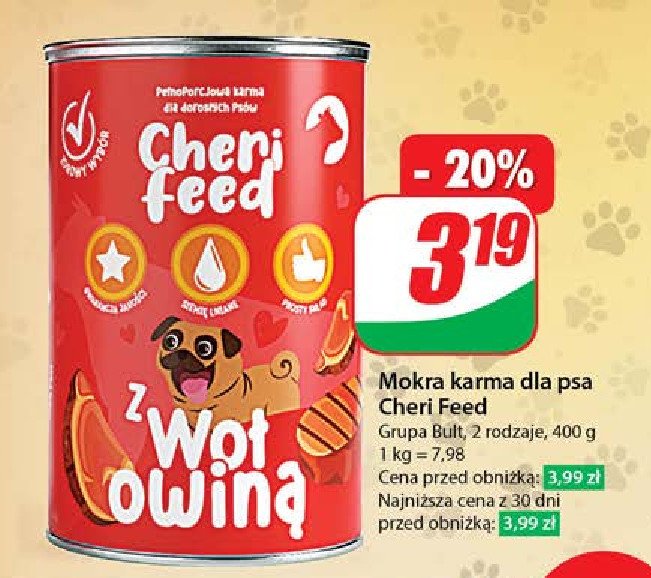 Karma dla psa z wołowina Cheri feed promocja w Dino