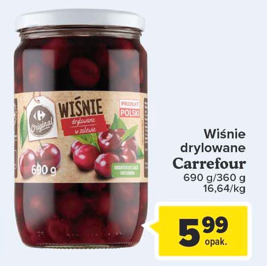 Wiśnie drylowane Carrefour original promocja