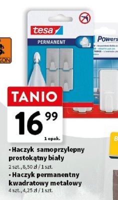Haczyk samoprzylepny prostokątny biały promocja w Intermarche