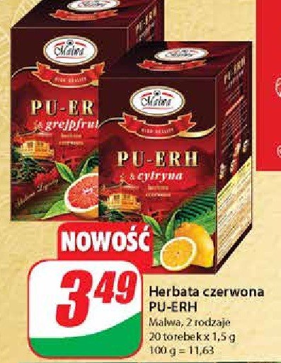 Herbata czerwona z grejpfrutem Malwa pu-erh Malwa tea promocja