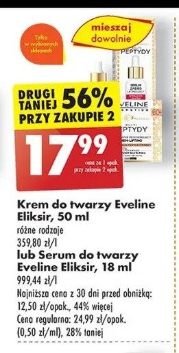 Intensywnie regenerujący krem-lifting 60+ multi peptydy Eveline eliksir młodości promocja