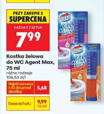 Kostka żelowa do WC Agent Max, 3 szt. promocja w Biedronka