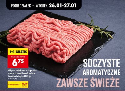 Mięso mielone z łopatki wieprzowej i wołowiny Kraina Mięs 400 g promocja w Biedronka
