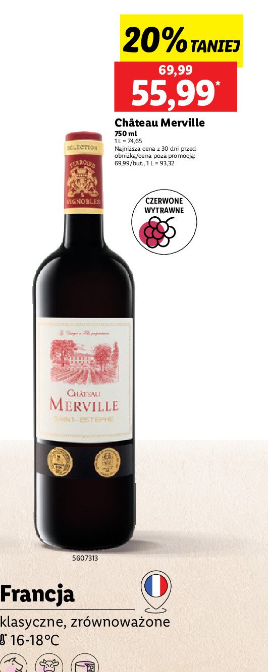 Wino CHATEAU MERVILLE SAINT ESTEPHE promocja w Lidl
