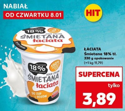 Śmietana łaciata 18% tł. promocja w Kaufland