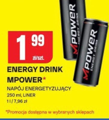 Napój energetyzujący Energy Drink mPower promocja w Chorten