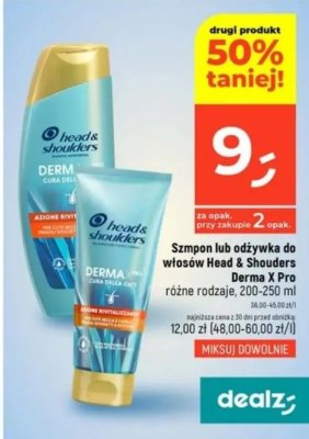 Szampon lub odżywka do włosów Head & Shoulders Derma X Pro, 200-250 ml promocja w Dealz