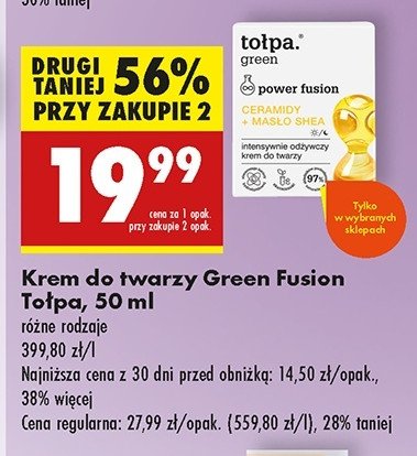 Intensywnie odżywczy krem do twarzy ceramidy + masło shea Tołpa green promocja