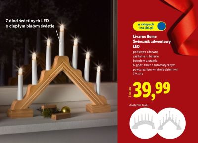 Świecznik adwentowy LED Livarno Home 7 diod świetlnych LED o ciepłym białym świetle promocja w Lidl
