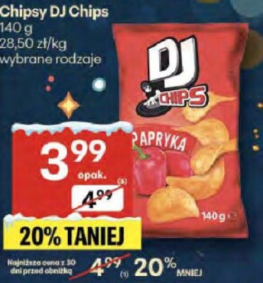 Chipsy DJ Chips Papryka promocja w Delikatesy Centrum