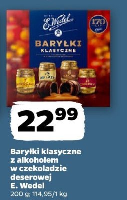 Baryłki klasyczne z alkoholem w czekoladzie deserowej E. Wedel promocja w Netto