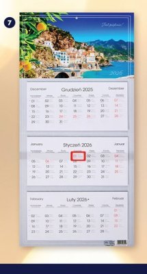 Kalendarz ścienny trójdzielny 67x32 cm promocja w Biedronka