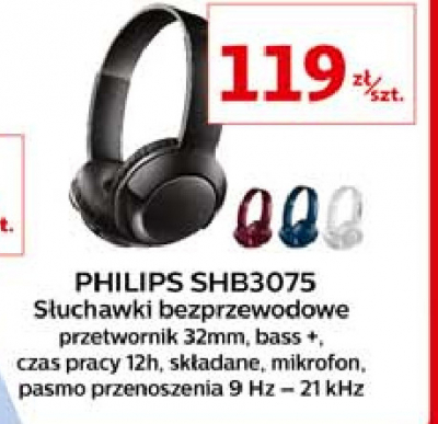Słuchawki bezprzewodowe shb3075 bordowe Philips promocja