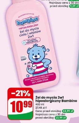 Żel do mycia 2w1 hipoalergiczny Bambino promocja w Dino
