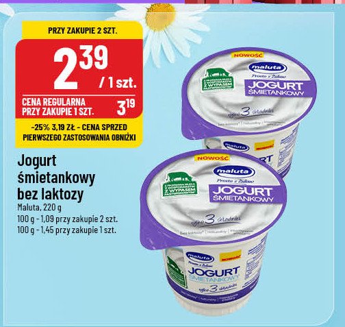 Jogurt śmietankowy bez laktozy Maluta promocja w POLOmarket