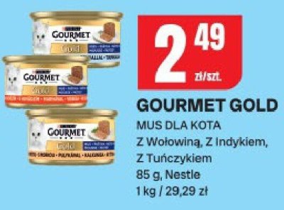 Mus dla kota Gourmet Gold z wołowiną, z indykiem, z tuńczykiem promocja w Chorten