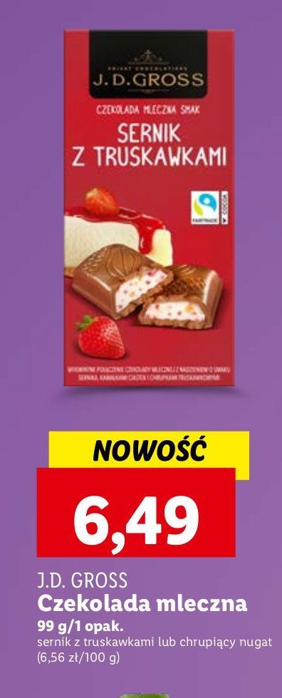 Czekolada chrupiący nugat J.d.gross promocja