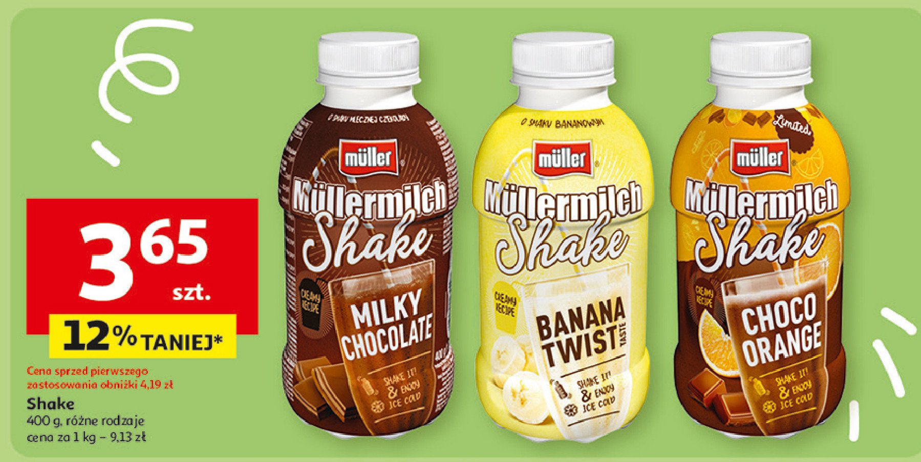 Napój mleczny banana twist Mullermilch shake promocja