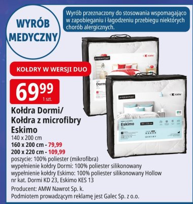Kołdra Dormi/Kołdra z microfibry Eskimo promocja w Leclerc