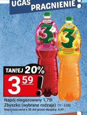 Napój niegazowany 1,75l Zbyszko (wybrane rodzaje) promocja w Hitpol