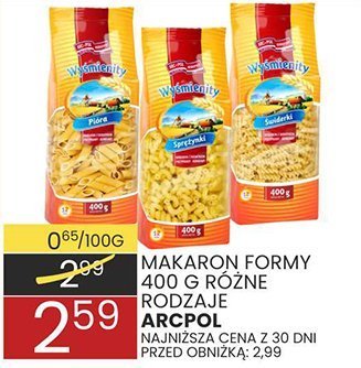 Makaron formy 400 g różne rodzaje promocja w Wafelek