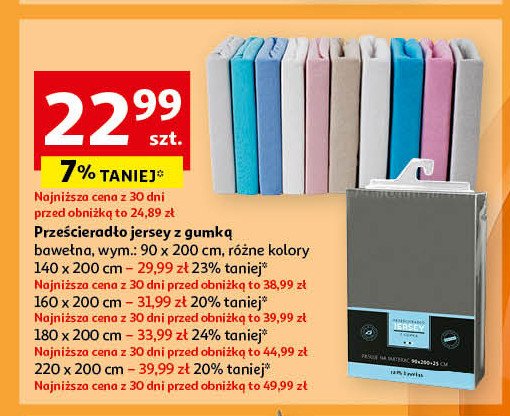 Prześcieradło z gumką jersey 90 x 200 cm promocja