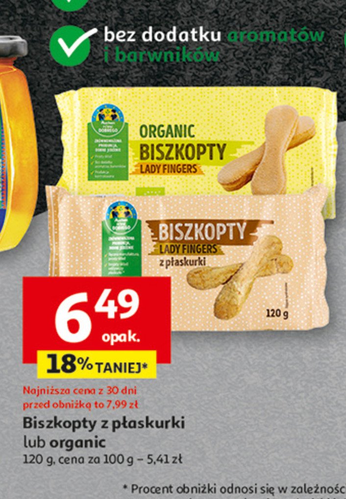 Biszkopty lady fingers organic Auchan pewni dobrego promocja w Auchan