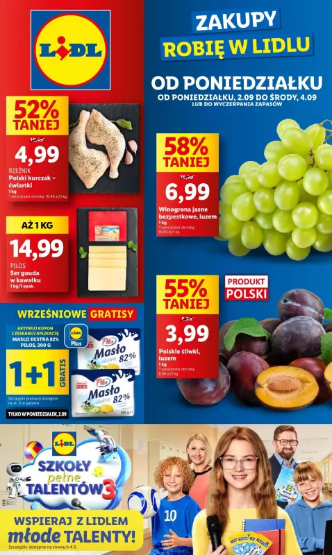 Lidl - gazetka promocyjna Oferta od poniedziałku od poniedziałku 02.09 do środy 04.09