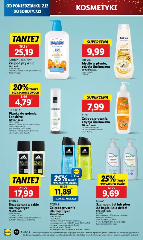 Lidl - gazetka promocyjna Oferta od poniedziałku od poniedziałku 02.12 do środy 04.12 - strona 62