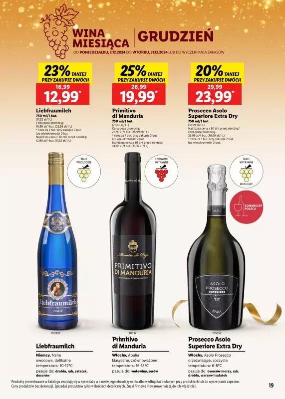 Lidl - gazetka promocyjna Katalog alkoholi mocnych i win  do soboty 04.01 - strona 19